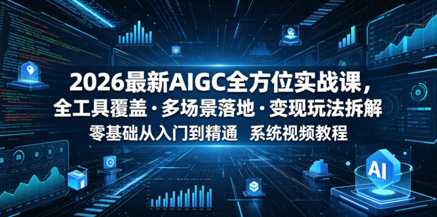 2026最新AIGC全方位实战课，全工具覆盖・多场景落地・变现玩法拆解，零基础从入门到精通系统视频教程-超级会员网