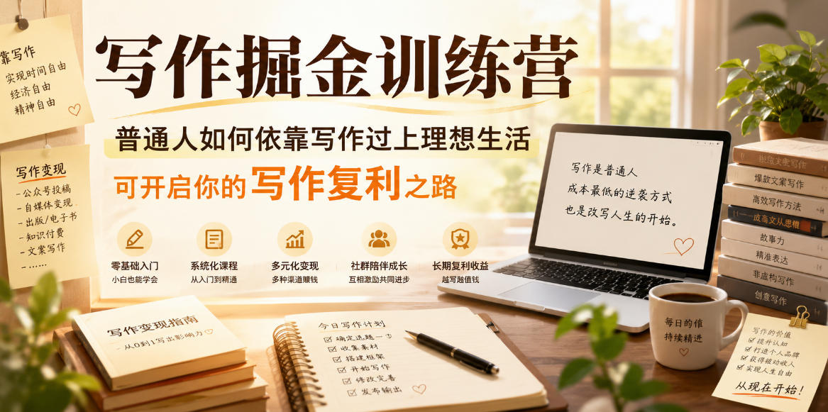 写作掘金训练营，普通人如何依靠写作过上理想生活，可开启你的写作复利之路(更新6月)-超级会员网