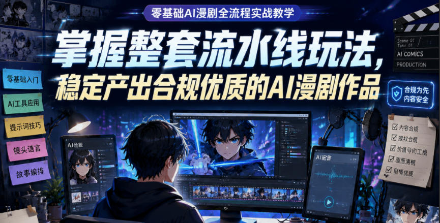 零基础AI漫剧全流程实战教学，掌握整套流水线玩法，稳定产出合规优质的AI漫剧作品-超级会员网