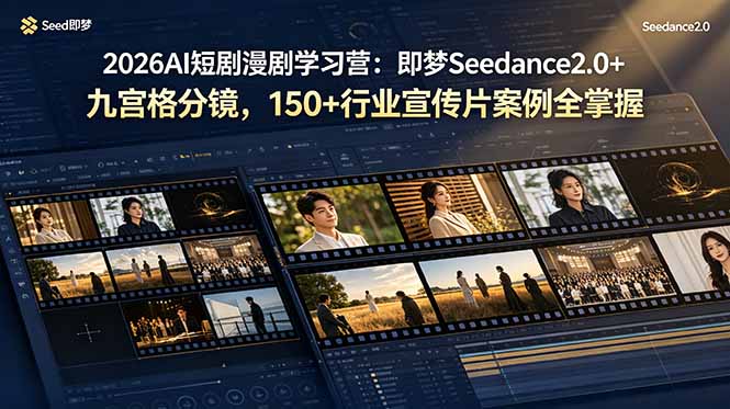 2026AI短剧漫剧学习营：即梦Seedance2.0+九宫格分镜，150+行业宣传片案例全掌握-超级会员网