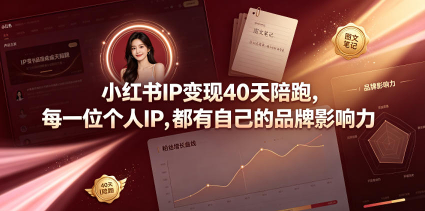 小红书IP变现40天陪跑，每一位个人IP，都有自己的品牌影响力-超级会员网