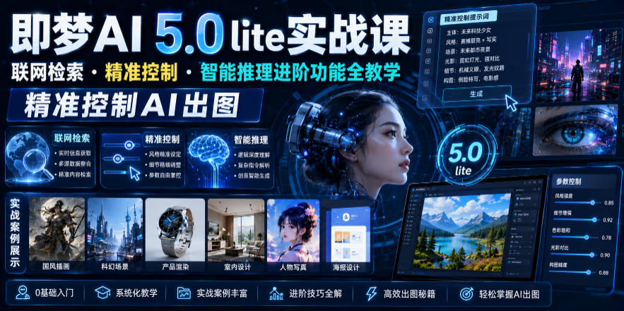 即梦AI 5.0 lite实战课，联网检索・精准控制・智能推理进阶功能全教学，精准控制AI出图-超级会员网