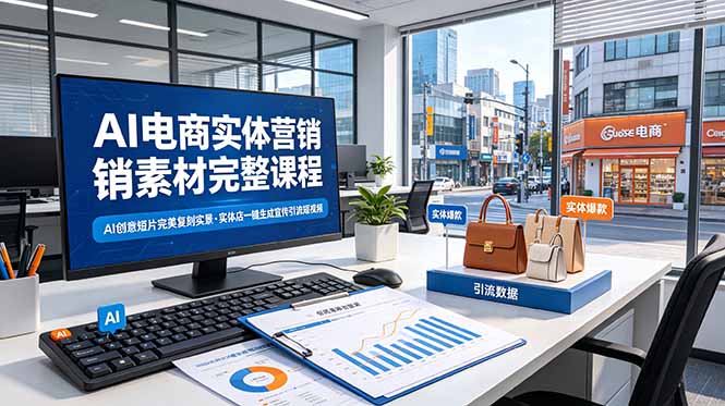 AI电商实体营销素材完整课程，AI创意短片完美复刻实景，实体店一键生成宣传引流短视频-超级会员网