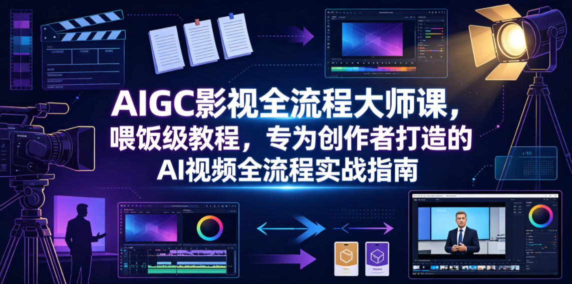 AIGC影视全流程大师课，喂饭级教程，专为创作者打造的AI视频全流程实战指南-超级会员网