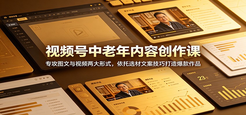 视频号中老年内容创作课：专攻图文与视频两大形式，依托选材文案技巧打造爆款作品-超级会员网
