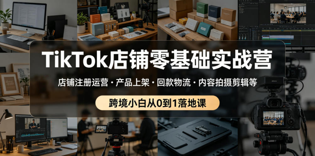 TikTok店铺零基础实战营，店铺注册运营・产品上架・回款物流・内容拍摄剪辑等 ，跨境小白从0到1落地课-超级会员网