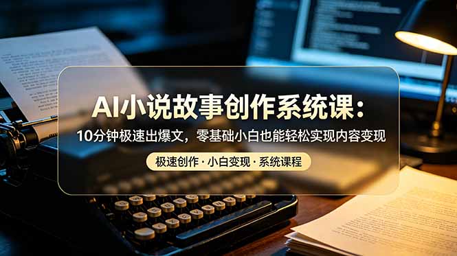 AI小说故事创作系统课：10分钟极速出爆文，零基础小白也能轻松实现内容变现-超级会员网