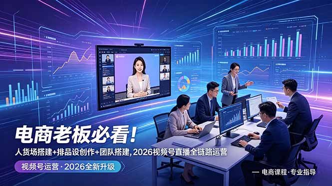 电商老板必看！人货场搭建+排品设计+素材创作+团队搭建，2026视频号直播全链路运营-超级会员网
