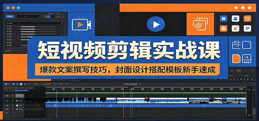 短视频剪辑实战课：爆款文案撰写技巧，封面设计搭配模板新手速成-超级会员网