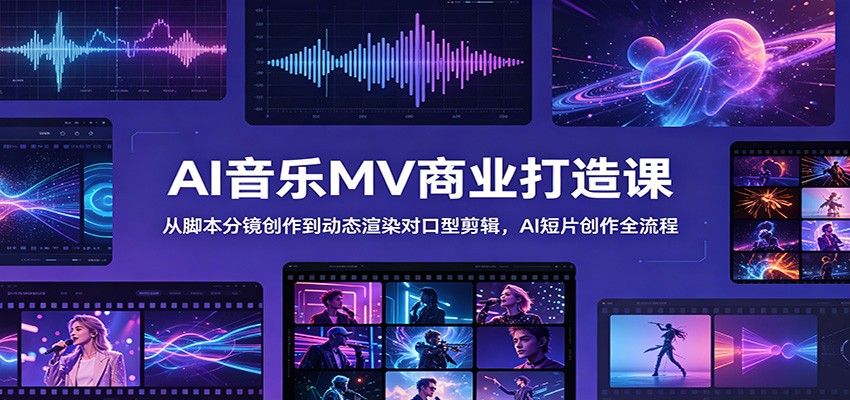 AI音乐MV商业打造课：从脚本分镜创作到动态渲染对口型剪辑，AI短片创作全流程-超级会员网