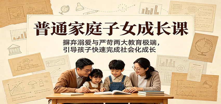 普通家庭子女成长课：摒弃溺爱与严苛两大教育极端，引导孩子快速完成社会化成长-超级会员网