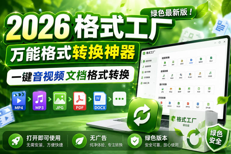 2026格式工厂绿色最新版！万能格式转换神器，一键音视频文档格式转换，打开即可使用，无广告绿色版本-超级会员网