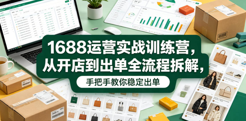 1688运营实战训练营,从开店到出单全流程拆解,手把手教你稳定出单-超级会员网
