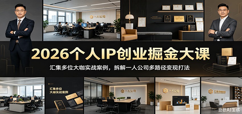 2026个人IP创业掘金大课：汇集多位大咖实战案例，拆解一人公司多路径变现打法-超级会员网