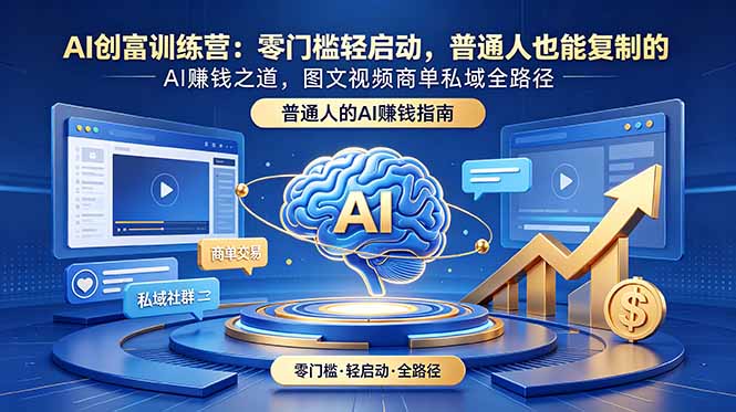 AI创富训练营：零门槛轻启动，普通人也能复制的AI赚钱之道，图文视频商单私域全路径-超级会员网