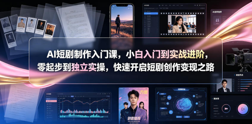AI短剧制作入门课，小白入门到实战进阶，零起步到独立实操，快速开启短剧创作变现之路-超级会员网
