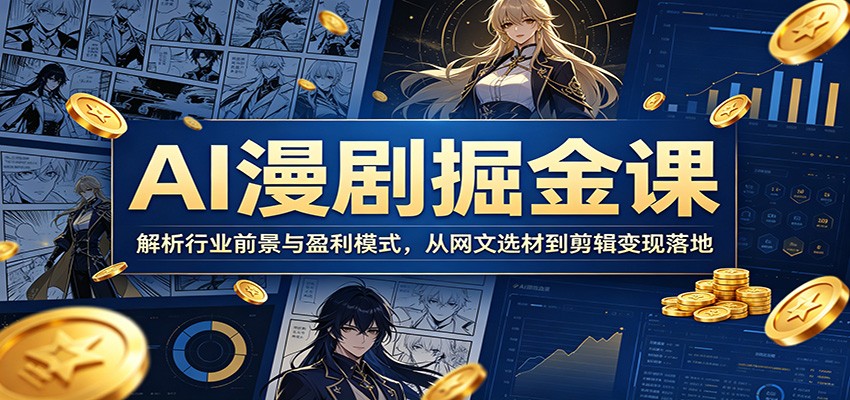 AI漫剧掘金课:解析行业前景与盈利模式,从网文选材到剪辑变现落地-超级会员网
