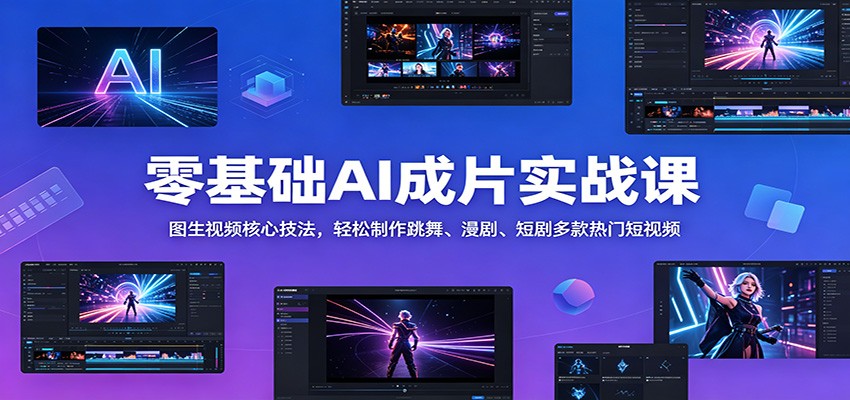 零基础AI成片实战课：图生视频核心技法，轻松制作跳舞、漫剧、短剧多款热门短视频-超级会员网