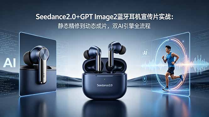 Seedance2.0+GPT Image2蓝牙耳机宣传片实战：静态精修到动态成片，双AI引擎全流程-超级会员网