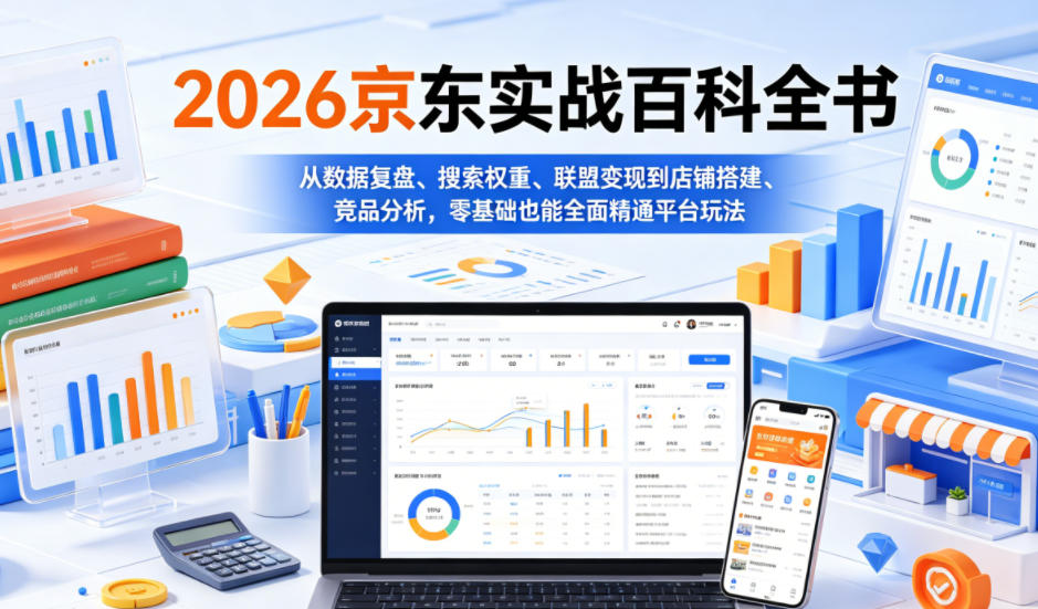 2026京东实战百科全书，从数据复盘、搜索权重、联盟变现到店铺搭建、竞品分析，零基础也能全面精通平台玩法-超级会员网