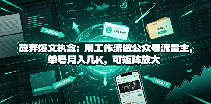 放弃爆文执念：用工作流做公众号流量主，单号月入几K，可矩阵放大-超级会员网