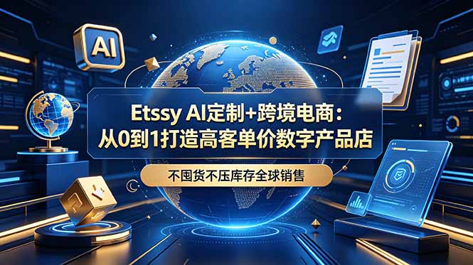 Etsy AI定制+跨境电商：从0到1打造高客单价数字产品店，不囤货不压库存全球销售-超级会员网