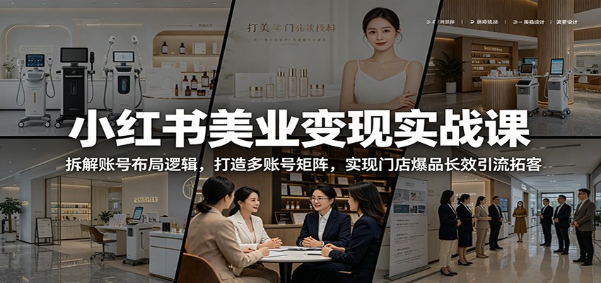 小红书美业变现实战课：拆解账号布局逻辑，打造多账号矩阵，实现门店爆品长效引流拓客-超级会员网