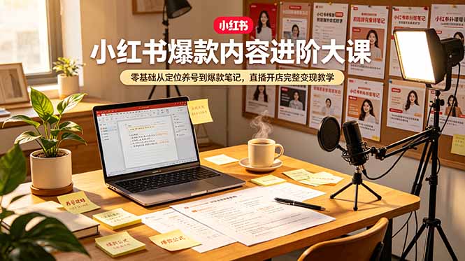 小红书爆款内容进阶大课，零基础从定位养号到爆款笔记，直播开店完整变现教学-超级会员网