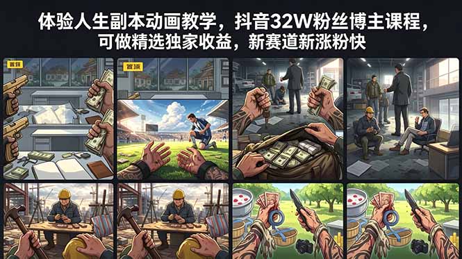 体验人生副本动画教学， 抖音32W粉丝博主课程，可做精选独家收益，新赛道新涨粉快-超级会员网