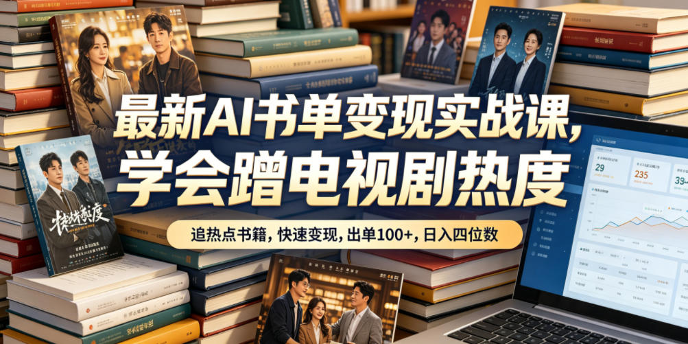 最新AI书单变现实战课，学会蹭电视剧热度，追热点书籍，快速变现，出单100+，日入四位数-超级会员网