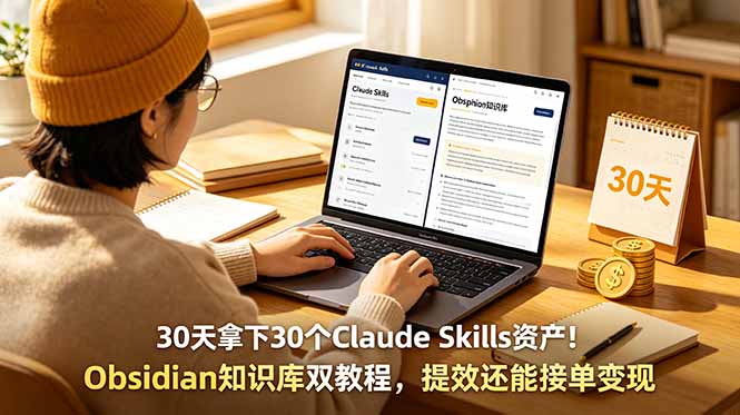 30天拿下30个Claude Skills资产！Obsidian知识库双教程，提效还能接单变现-超级会员网