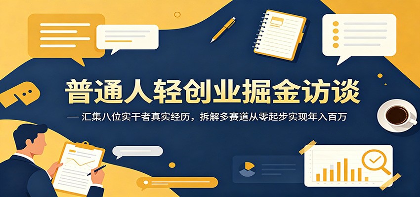 普通人轻创业掘金访谈：汇集八位实干者真实经历，拆解多赛道从零起步实现年入百万-超级会员网
