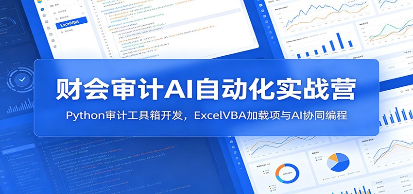财会审计AI自动化实战营：Python审计工具箱开发，ExcelVBA加载项与AI协同编程-超级会员网