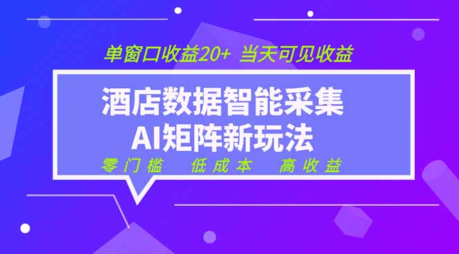 2026酒店数据采集ai智能矩阵新风口  低成本   高收益   当天见收益   单窗口20+-超级会员网