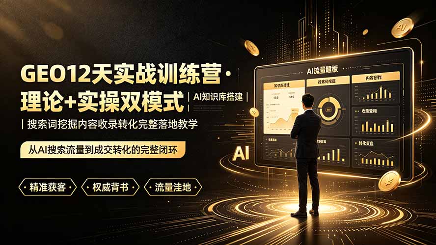 GEO12天实战训练营·理论+实操双模式｜AI知识库搭建｜搜索词挖掘内容收录转化完整落地教学-超级会员网