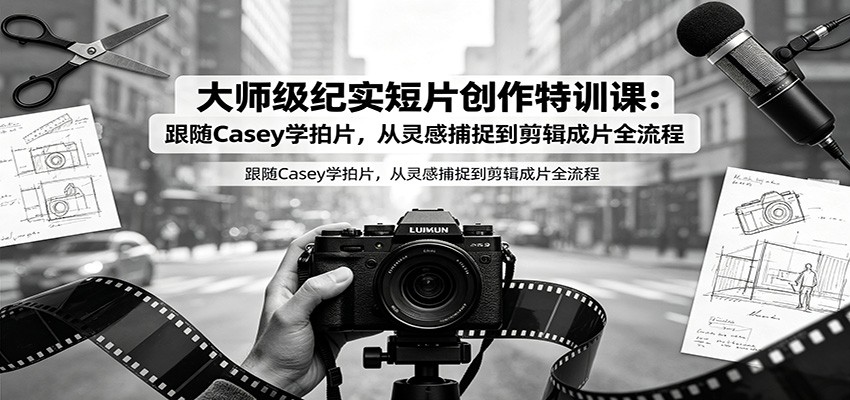 大师级纪实短片创作特训课：跟随Casey学拍片，从灵感捕捉到剪辑成片全流程-超级会员网