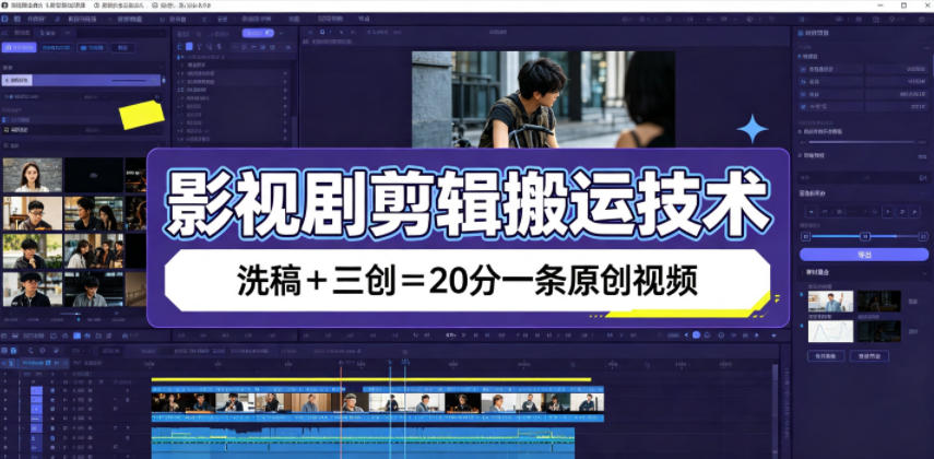 影视剧剪辑搬运技术，洗稿+三创=20分一条原创视频-超级会员网