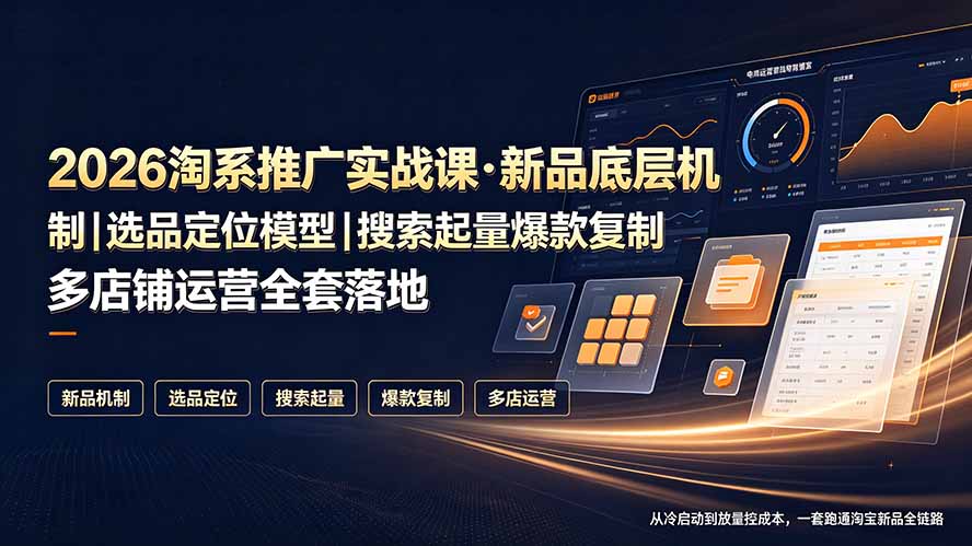 2026淘系推广实战课·新品底层机制｜选品定位模型｜搜索起量爆款复制多店铺运营全套落地教程-超级会员网