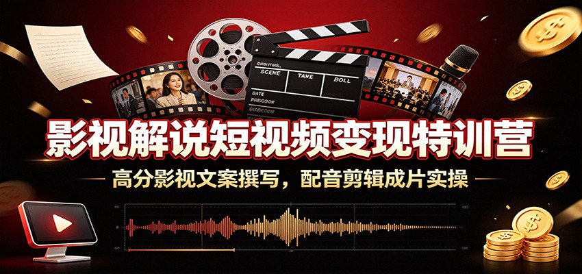 影视解说短视频变现特训营：高分影视文案撰写，配音剪辑成片实操-超级会员网
