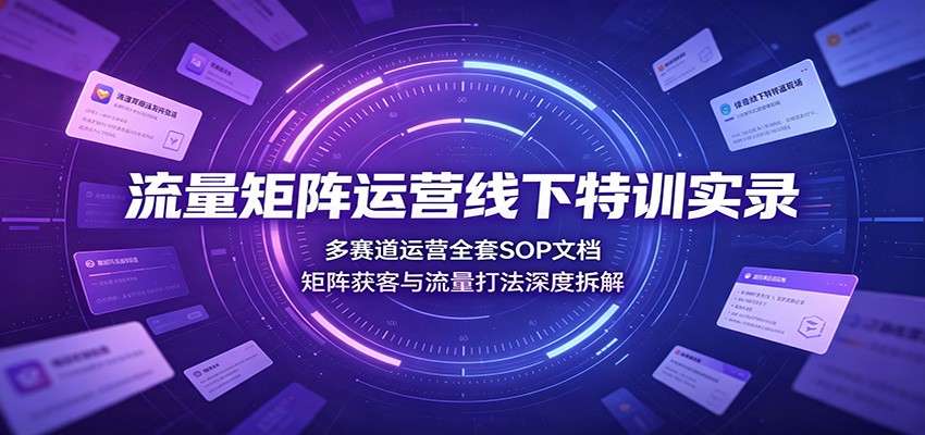 流量矩阵运营线下特训实录：多赛道运营全套SOP文档，矩阵获客与流量打法深度拆解-超级会员网