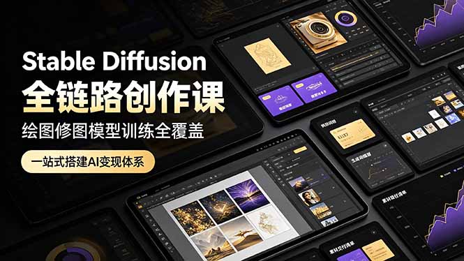 Stable Diffusion全链路创作课，绘图修图模型训练全覆盖，一站式搭建AI变现体系-超级会员网
