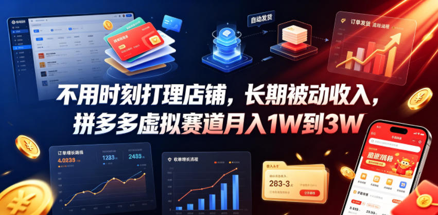 不用时刻打理店铺，长期被动收入，拼多多虚拟赛道月入1W到3W【揭秘】-超级会员网
