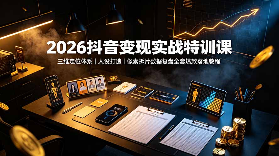 2026抖音变现实战特训课：三维定位体系｜人设打造｜像素拆片数据复盘全套爆款落地教程-超级会员网