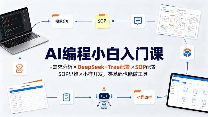 AI编程小白入门课-需求分析×DeepSeek+Trae配置×SOP思维×小样开发，零基础也能做工具-超级会员网