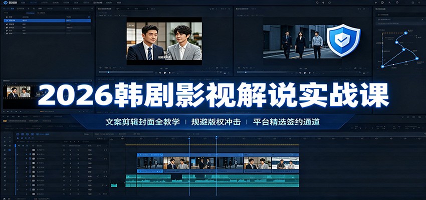 2026韩剧影视解说实战课：文案剪辑封面全教学，规避版权冲击平台精选签约通道-超级会员网