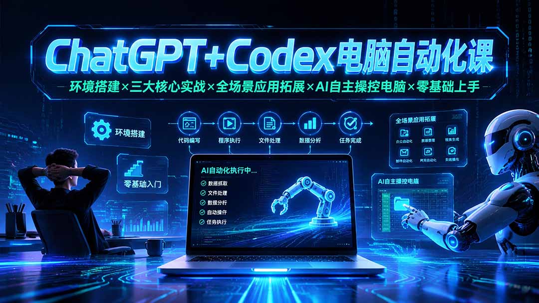 ChatGPT+Codex电脑自动化课：环境搭建×三大核心实战×全场景应用拓展×AI自主操控电脑×零基础上手-超级会员网