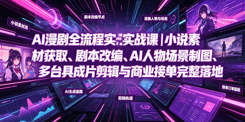 AI漫剧全流程实战课｜小说素材获取、剧本改编、AI人物场景制图、多工具成片剪辑、平台付费变现与商业接单完整落地-超级会员网