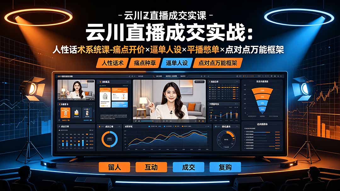 云川直播成交实战：人性话术系统课-痛点种草×塑品开价×逼单人设×平播憋单×点对点万能框架-超级会员网