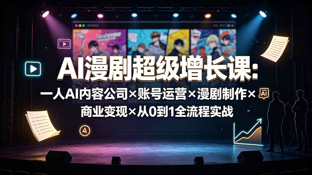 AI漫剧超级增长课：一人AI内容公司×账号运营×漫剧制作×商业变现×从0到1全流程实战-超级会员网