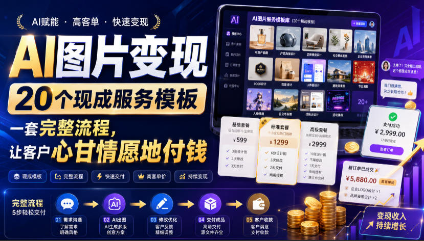 AI图片变现，20个现成服务模板，一套完整流程，让客户心甘情愿地付钱【原创双语字幕】-超级会员网